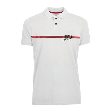 Alfa Romeo Mens Polo Banda Metallica Bianca